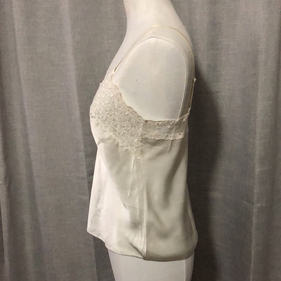 Vintage Silk Camisole Top-Off White with Lace - Picture 5 of 15